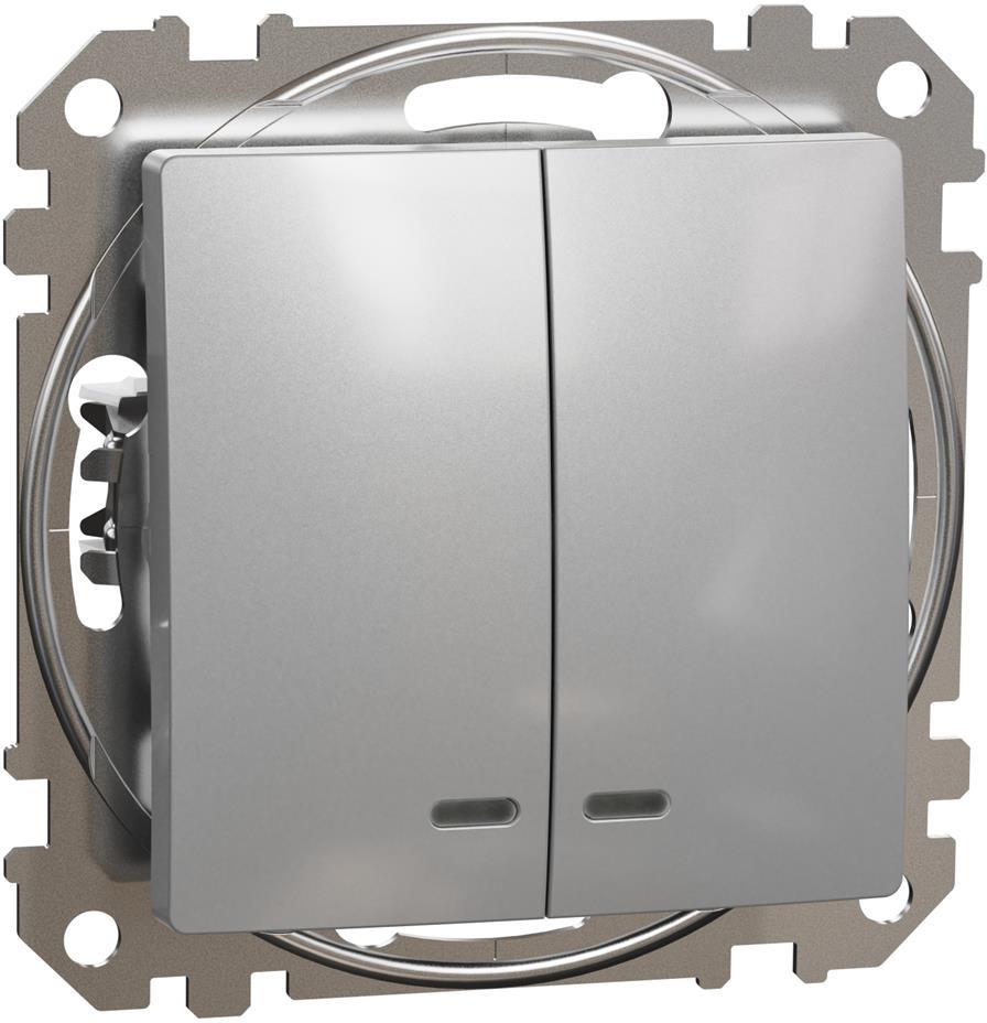 Сериен ключ с подсветка цвят Алуминий Sedna SE, SCHNEIDER ELECTRIC, SDD113105L