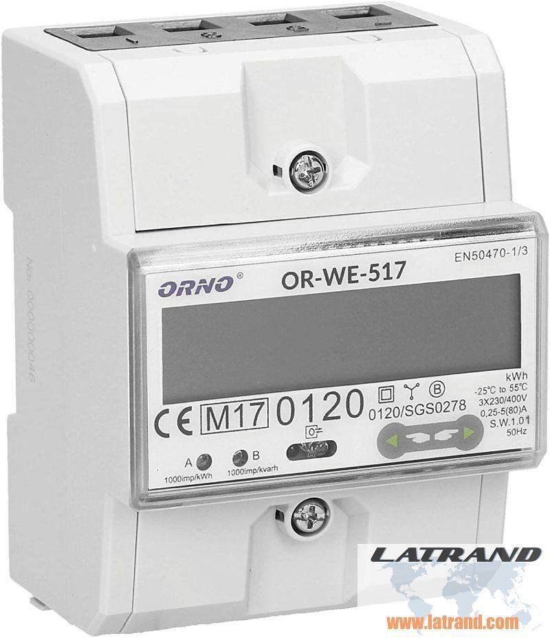 Трифазен електромер за ДИРЕКТНО мерене на ел. енергия, Modbus, до 4 тарифи