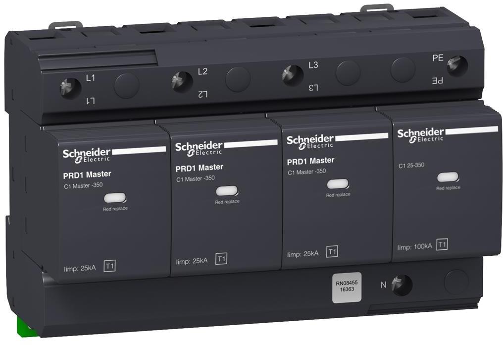 Катоден отводител тип 1 PRD1 Master 25kA 350V 3P+N с индикация SE, SCHNEIDER ELECTRIC НИСКО НАПРЕЖЕНИЕ, 16363