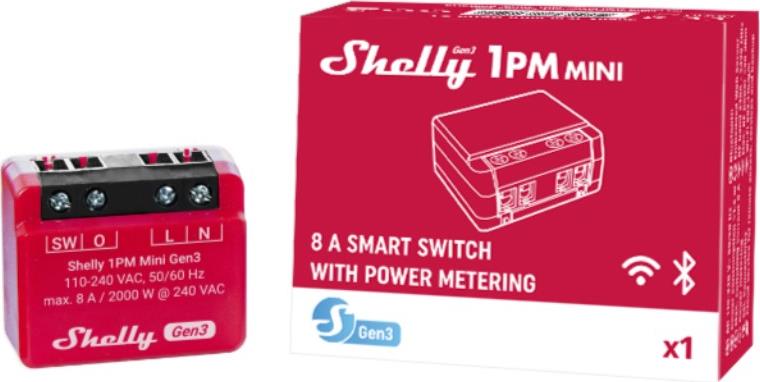Микромодул Smart реле 1х On/Off 8A с мерител изисква неутрала Shelly 1PM Mini Gen3 - 261590S, SHELLY