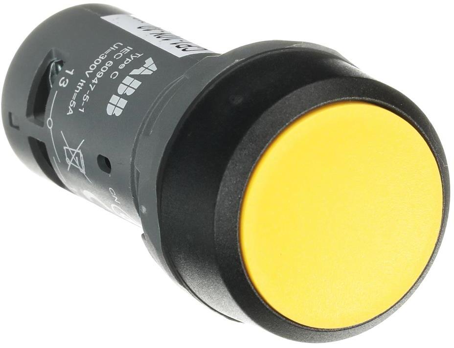 Бутон жълт CP1-10Y-10 1NO пластмасов ринг Ø22mm Compact ABB, 1SFA619100R1013