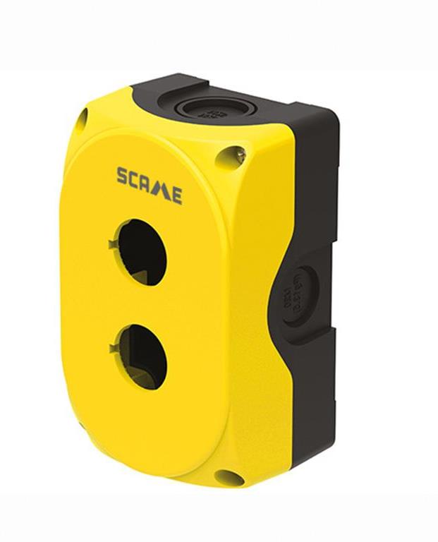 Бутониера празна с 2 отвора Ø22mm жълта IP66 Compact Scame, SCAME, 590.PBY02