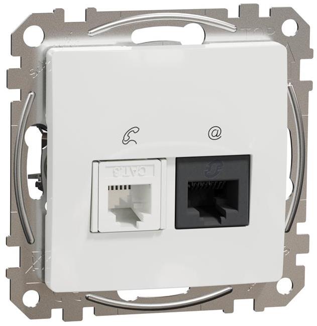 Розетка RJ11+RJ45 UTP cat.6 цвят Бял Sedna SE, SCHNEIDER ELECTRIC, SDD111468
