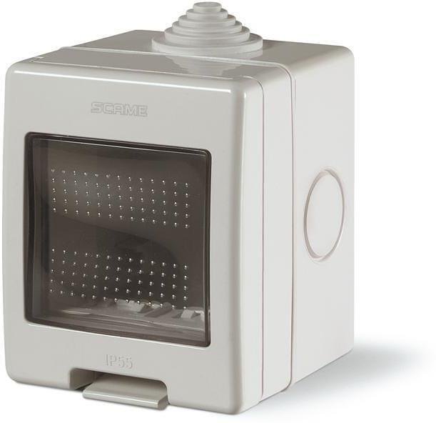 SCAME - Конзола за открит монтаж с капак IP55 2 мод. Unibox цвят СИВ - 136.5122