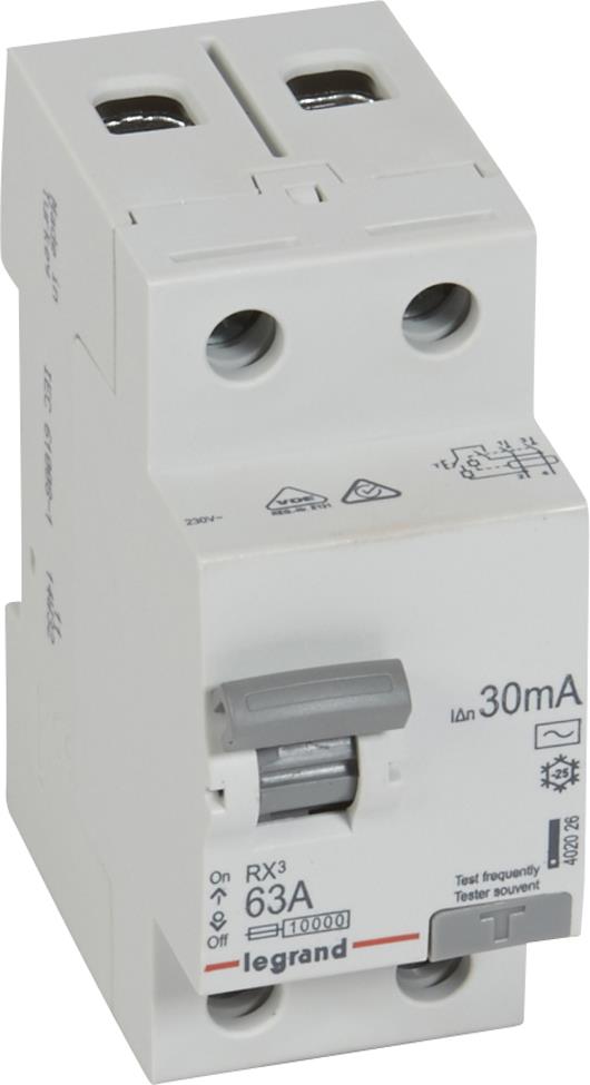ДТЗ 2P 63A 30mА серия RX3 ID тип AC Legrand, LEGRAND НИСКО НАПРЕЖЕНИЕ, 402026