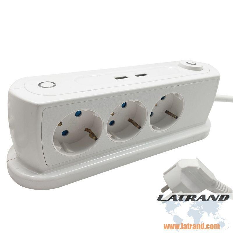 РАЗКЛОНИТЕЛ ЗА БЮРО С 3 ГНЕЗДА, 2ХUSB, КЛЮЧ И КАБЕЛ KONEKTO, KN41093