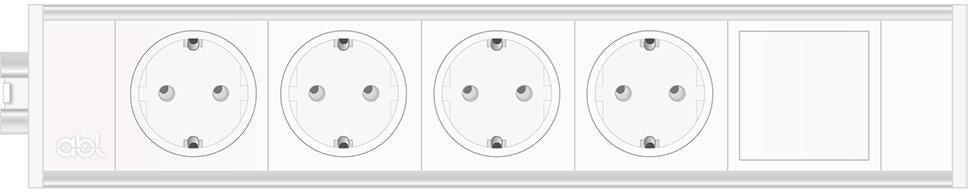 Модул Link 5M с 4х Шуко и 1х празен модул, цвят Бял, ABL, ABL Сърбия, 2M21F4A1