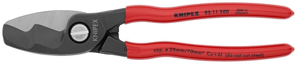 Ножици за рязане на кабел до 70мм2, червена ръкохватка 200мм, Knipex - K9511200