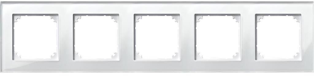 Рамка 5х цвят Блестящо бяло, стъкло System M Merten SE, SCHNEIDER ELECTRIC, 489519