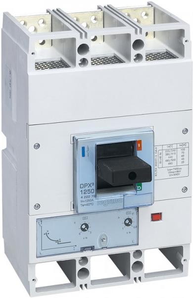Автомат DPX3 1600 TM 3P 1250A 70кА регулируем (In x 0.8...1) Legrand, LEGRAND НИСКО НАПРЕЖЕНИЕ, 422278