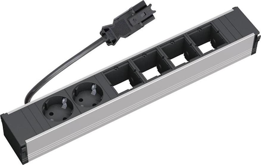 Модул за CONI 6M с 2х Шуко и 4х празни модула, цвят Черен, Bachmann, BACHMANN, B912.005