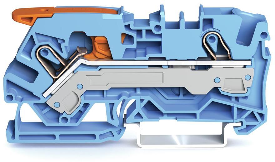 Редова клема СИНЯ 6мм2 БЕЗВИНТОВА серия CAGE CLAMP® Wago, WAGO, 2106-1204