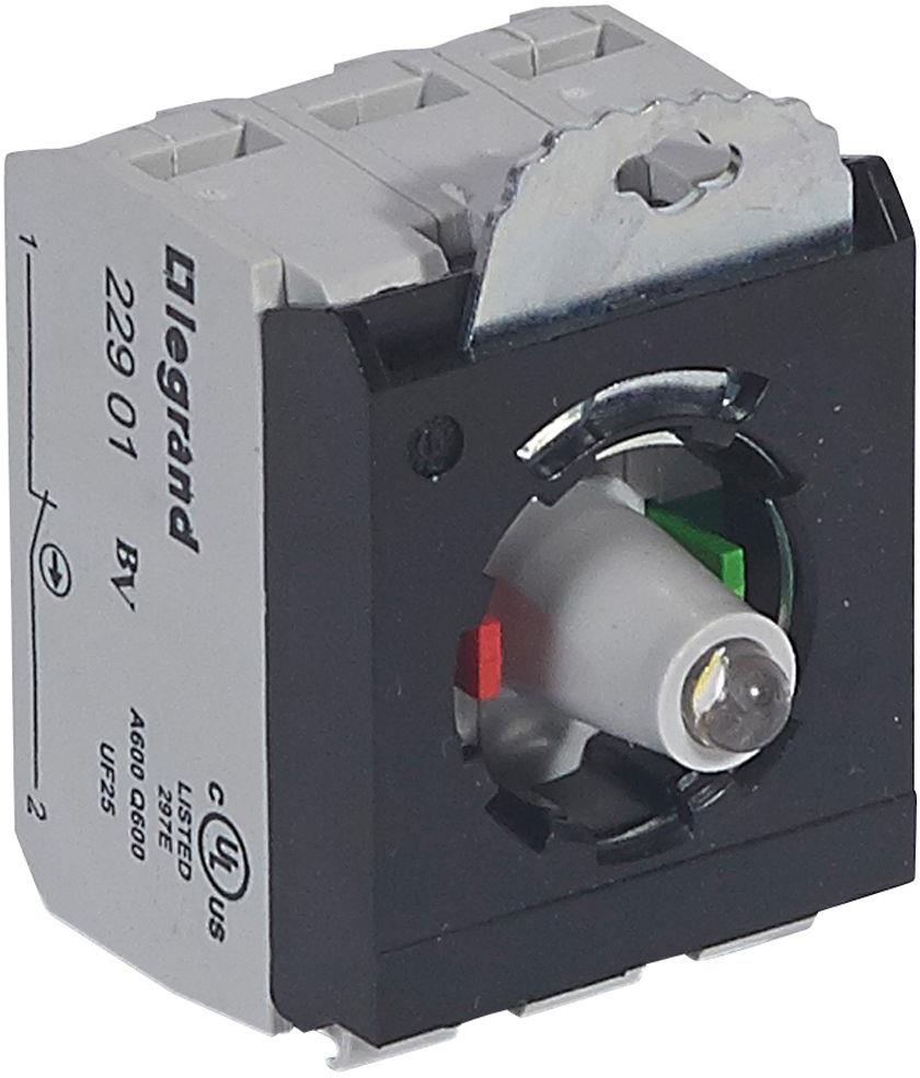 Осветителен блок LED бял с основа 1NO+1NC 230Vac Ø22mm Osmoz Legrand, LEGRAND НИСКО НАПРЕЖЕНИЕ, 23013