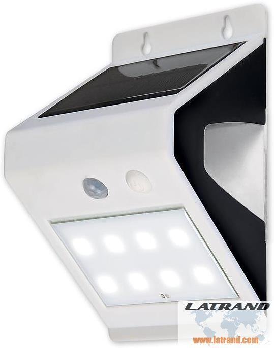 Прожектор LED 8W 4000K 800lm IP54 бял с датчик и соларен панел с батерия 2Ah Commel - C309-103