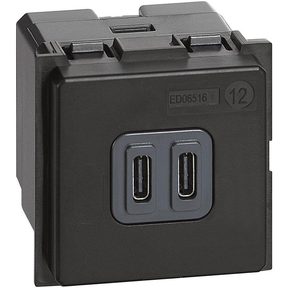 Розетка 2xUSB за зареждане тип C 3A 15W 2 мод. Living Now Bticino - K4286C2