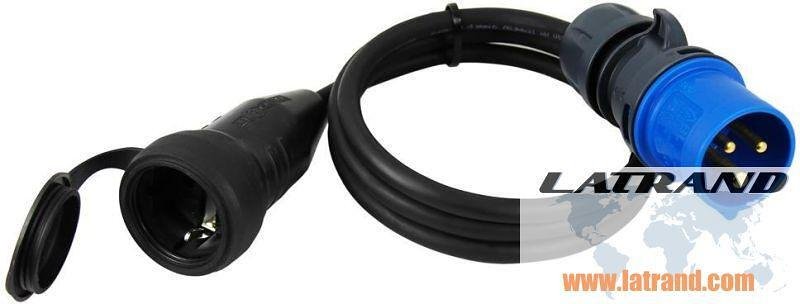 Адаптор с кабел H05RR-F 3G1,5мм2 1.5м от СЕЕ 2P+T 16A подвижен щепсел към шуко подвижен куплунг /стар 60488/ Commel