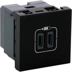 Розетка 2хUSB за зареждане тип C 3A 15W 2 мод. цвят Черен Mosaic Legrand, LEGRAND, 79190L