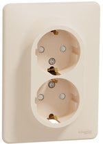 Контакт шуко ДВОЕН моноблок цвят Крем Sedna SE, SCHNEIDER ELECTRIC, SDD312221
