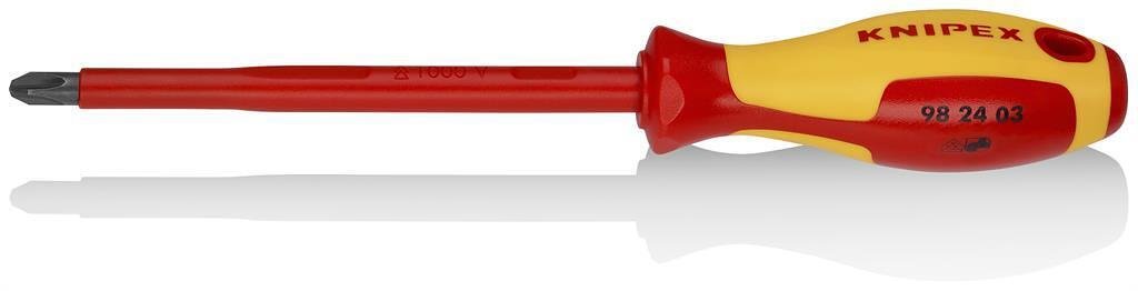 Отвертка PH 3, VDE 1000V жълто-червена ръкохватка 270мм, Knipex - K982403