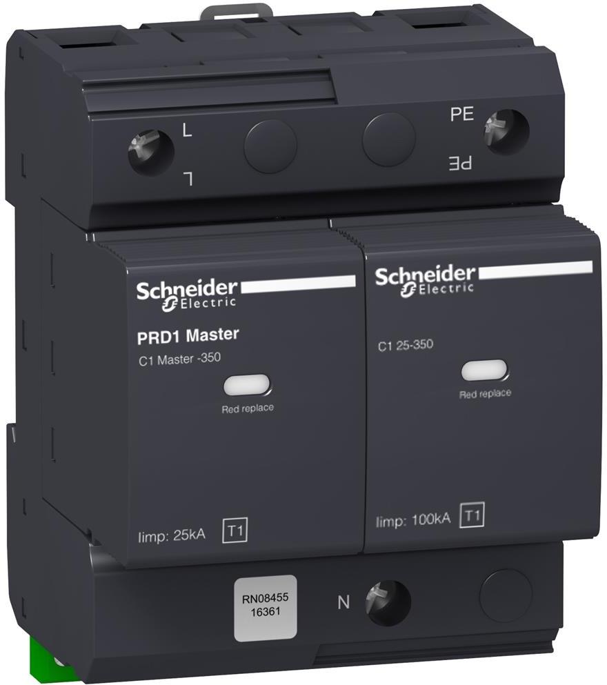 Катоден отводител тип 1 PRD1 Master 25kA 350V 1P+N с индикация SE, SCHNEIDER ELECTRIC НИСКО НАПРЕЖЕНИЕ, 16361