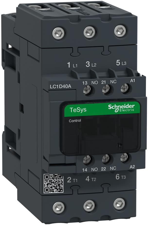 Контактор TeSys D 3P 18.5kW (40A AC-3) 1NO-1NC 220V DC EverLink SE, SCHNEIDER ELECTRIC НИСКО НАПРЕЖЕНИЕ, LC1D40AMD