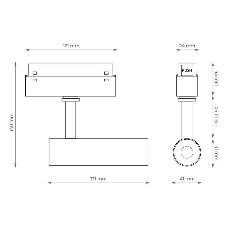 Магнитна лампа за релсова система M-LINE, бяла, 10 W, 800 lm, 4000 K, DPM, MTL-ST-10W-W