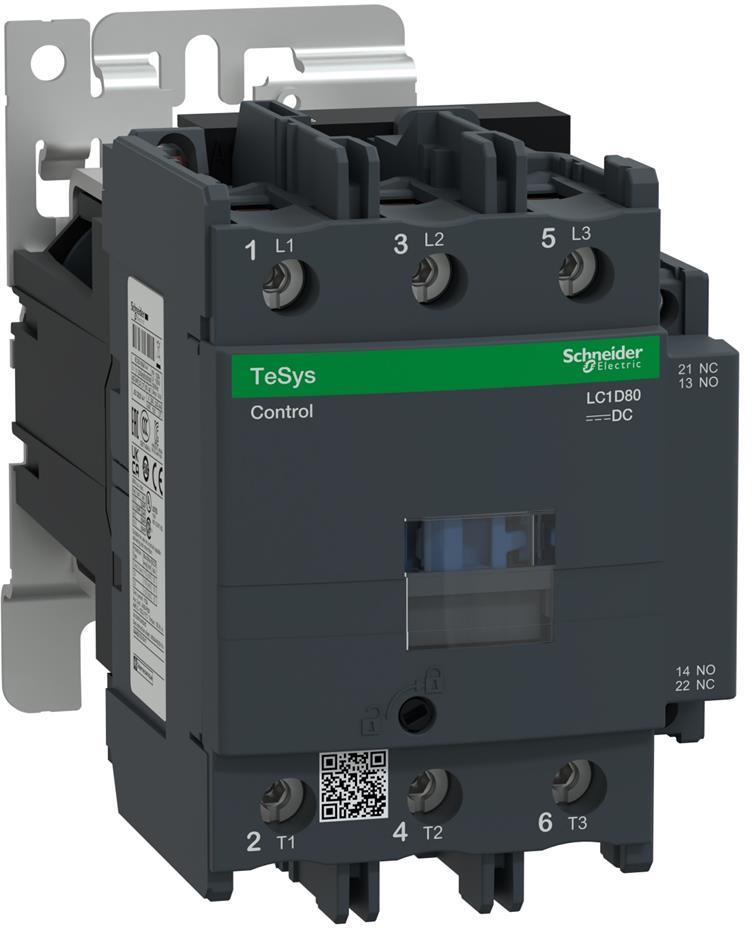 Контактор TeSys D 3P 37kW (80A AC-3) 1NO-1NC 220V DC SE, SCHNEIDER ELECTRIC НИСКО НАПРЕЖЕНИЕ, LC1D80MD