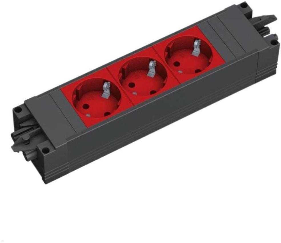 Модул STEP BASE с 3х Шуко, цвят Червен, Bachmann, BACHMANN, B906.18816