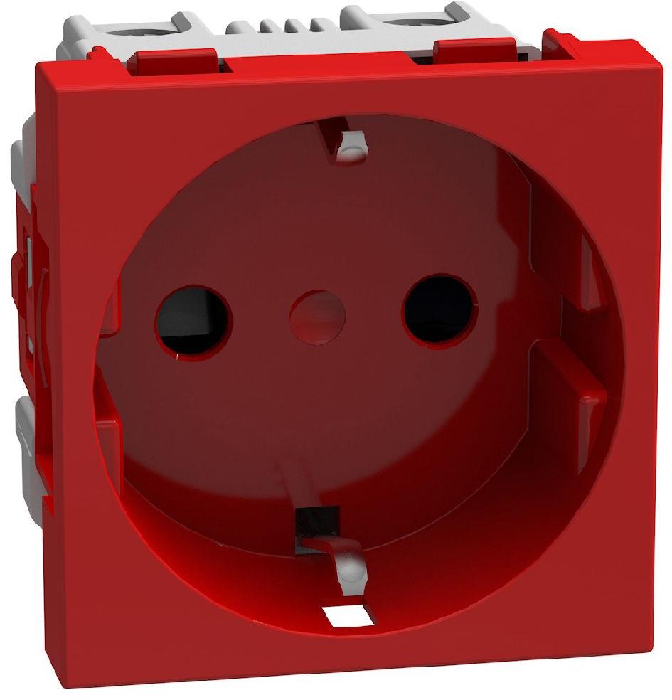 Контакт ШУКО 2P+E 16A с детска защита 2 мод. цвят Червен Light Now Bticino, BTICINO, Y4141R