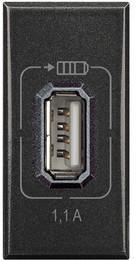 Розетка USB за зареждане тип A 1.5A 7.5W 1 мод. цвят Антрацит Axolute Bticino, BTICINO, HS4285C1