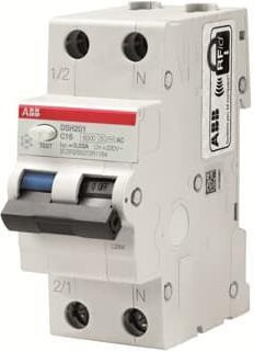 ДТЗ комбинирана DSH201 1P+N 25A крива C 30mA тип AC 6kA 2 мод. ABB, 2CSR255070R1254