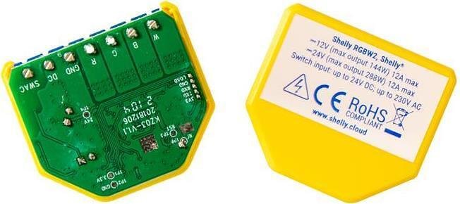Микромодул Smart реле 4х димер за ленти 144W@12V, 288W@24V Shelly RGBW2 - 262191