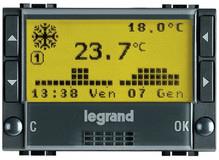Термостат с LCD дисплей 3 мод. дневен и седмичен за отопление+охлаждане LL Bticino, BTICINO, L4451