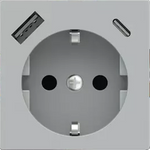 Лицев панел за контакт шуко и USB A+C 55x55 Fenix Grey Ephesus EKINEX, EK-PSC-DE-USB-FGE