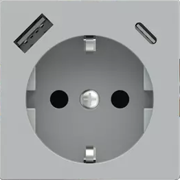Лицев панел за контакт шуко и USB A+C 55x55 Fenix Grey Ephesus EKINEX, EK-PSC-DE-USB-FGE