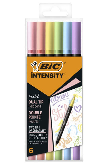 ЦВЕТНИ ПАСТЕЛНИ ФЛУМАСТЕРИ С ДВОЕН ВРЪХ PASTEL 6 BIC