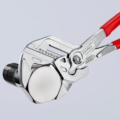 Клещи раздвижени, хромирани, червена ръкохватка 300мм, Knipex - K8603300