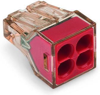 Бърза връзка Wago 4х1,5-4 mm2 (100бр.) червена за твърд проводник, WAGO, 773-604
