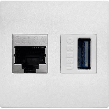 Модул IMP с 1х RJ45 Cat.6A и 1х USB 3.0 цвят Бял, ABL, ABL Сърбия, 2T0110DU