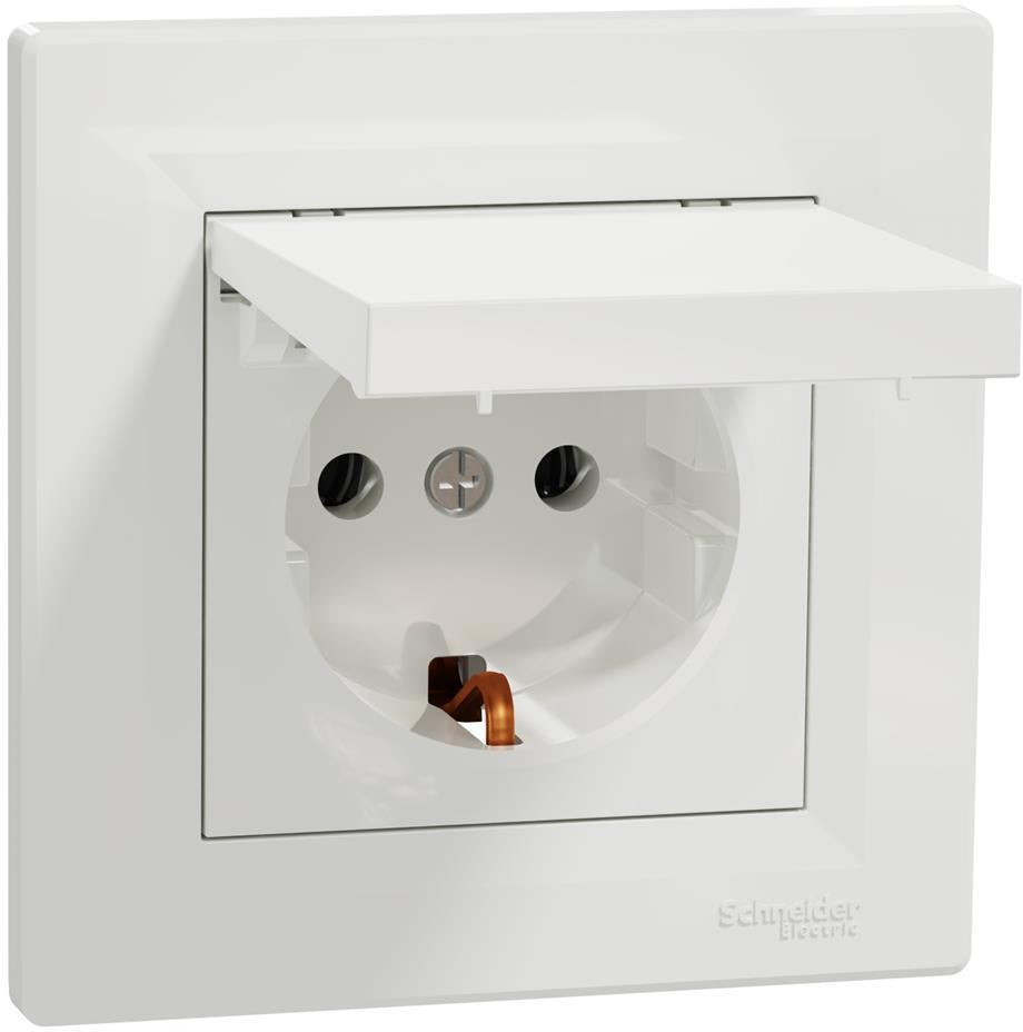 Контакт ШУКО 16A с капак моноблок цвят Бял Asfora SE, SCHNEIDER ELECTRIC, EPH3100121