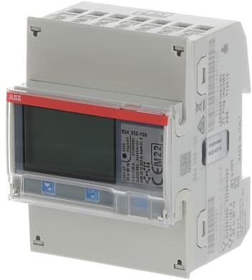 Трифазен електромер за ИНДИРЕКТНО мерене на ел. енергия B24, Modbus, 4 тарифи, тов. график, за DIN монтаж 4 мод, MID ABB, 2CMA100183R1000