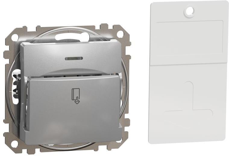 Енергоспестител 1NO c подсветка цвят Алуминий Sedna SE, SCHNEIDER ELECTRIC, SDD113121