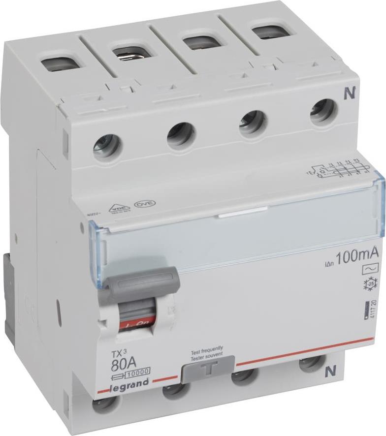 ДТЗ 4P 80А 100mА серия TX3 ID тип AC Legrand, LEGRAND НИСКО НАПРЕЖЕНИЕ, 411720