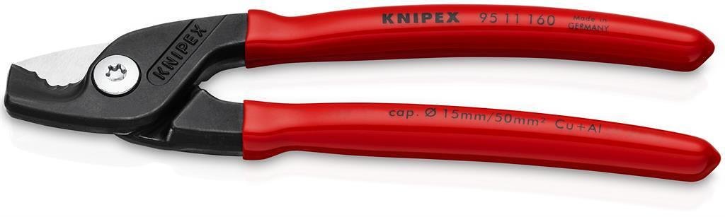 Ножици за рязане на кабел до 50мм2 StepCut, червена ръкохватка 160мм, Knipex - K9511160