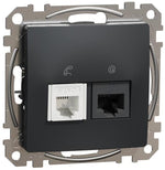 Розетка RJ11+RJ45 UTP cat.5e цвят Антрацит Sedna SE, SCHNEIDER ELECTRIC, SDD114458