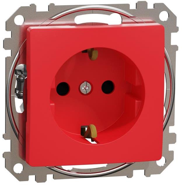 Контакт шуко с детска защита винт цвят Червен Sedna SE, SCHNEIDER ELECTRIC, SDD115021