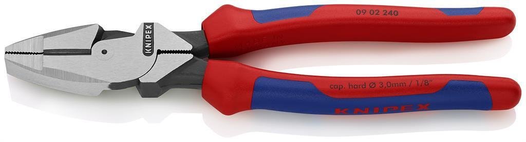 Комбинирани клещи Lineman, синьо-червена ръкохватка 240мм, Knipex - K0902240