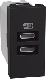 Розетка 2xUSB за зареждане тип C+C PD 20W 1 мод. цвят Графит Light Now Bticino, BTICINO, YD4192CC