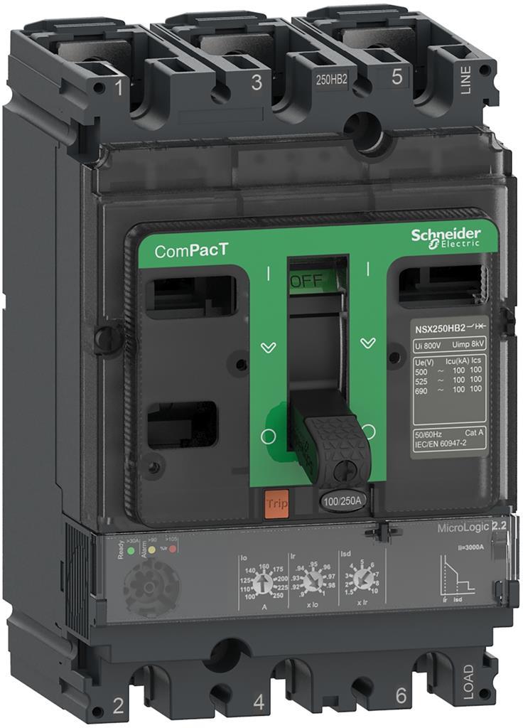 Автомат NSX250B 3P 250А електронна защита Micrologic 2.2 25kA регулируем (In x 0.4…1) SE, SCHNEIDER ELECTRIC НИСКО НАПРЕЖЕНИЕ, C25B32D250