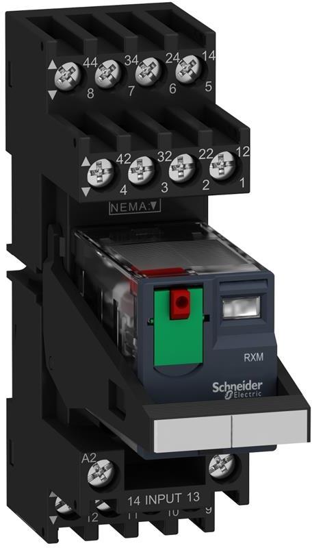Реле интерфейсно RXM 24 VAC, 10A, 2 превключващ контакт, LED, комплект с цокъл SE, SCHNEIDER ELECTRIC НИСКО НАПРЕЖЕНИЕ, RXM2AB2B7PVM
